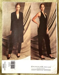 2601 VOGUE DONNA KARAN DKNY HALTER Knit BODYSUIT, TUX JACKET, ,PANTS PATTERN 8-12, 14-18 CHOICE Uncut